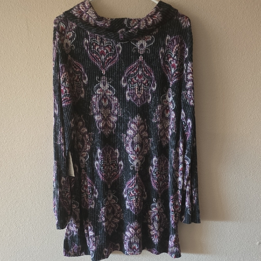 Chicos Zenergy Cozy Medallion Print Cowl Neck Tunic Size 3 - Picture 4 of 5